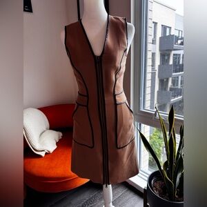 Armani Exchange Brown Sleeveless Jacket Dress